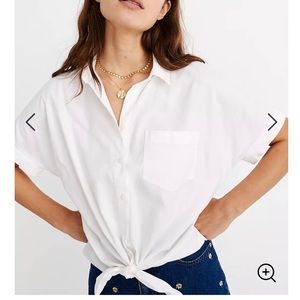 Madewell white short sleeve tie front top